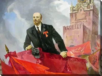 Постер Ленин и красное знамя