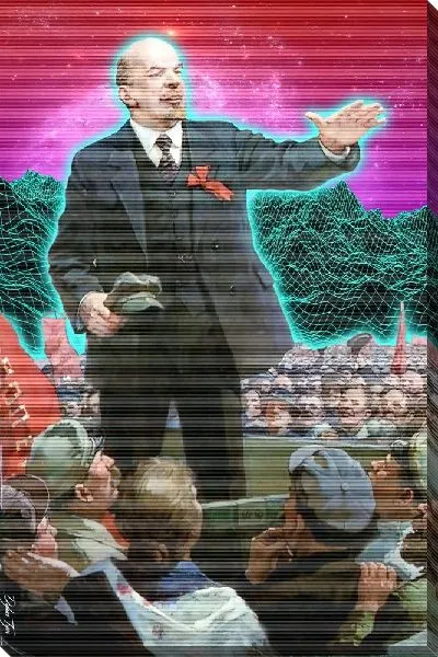 Картина маслом Неоновая голограмма с Лениным