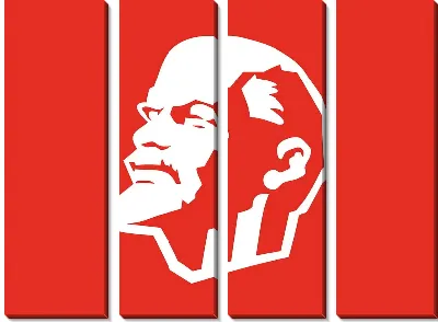 Модульная картина Ленин на красном фоне