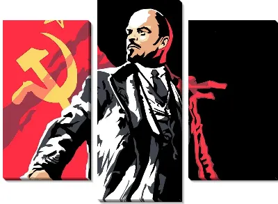 Ленин на фоне флага СССР