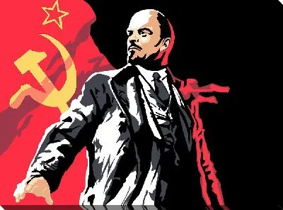 Ленин на фоне флага СССР