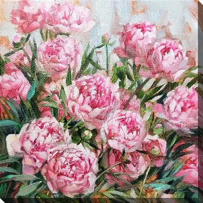 Картина маслом Букет красивых пионов