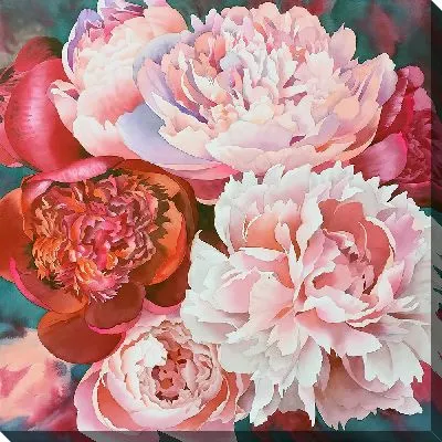 Картина маслом Разные пионы