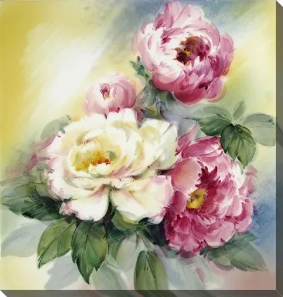 Картина маслом Букет пионов под дневным светом