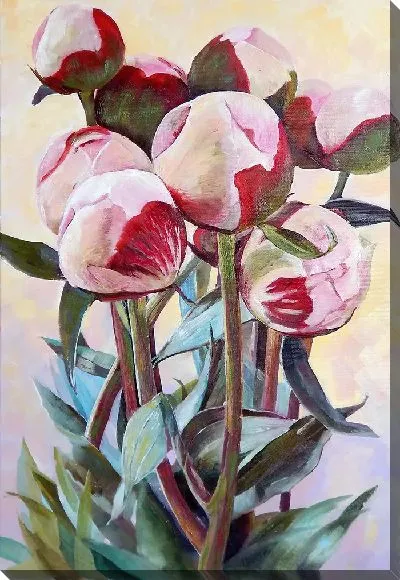 Картина маслом Нераспустившиеся пионы