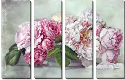 Модульная картина Нежный букет пионов
