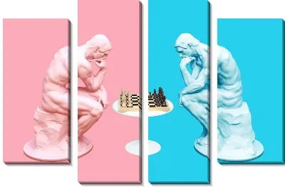 Модульная картина Статуи играют в шахматы