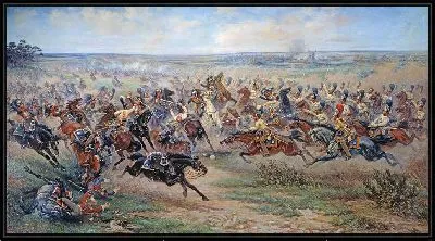 Картина Атака лейб-гвардии Конного полка на французских кирасир в сражении под Фридландом 2 июня 1807 года