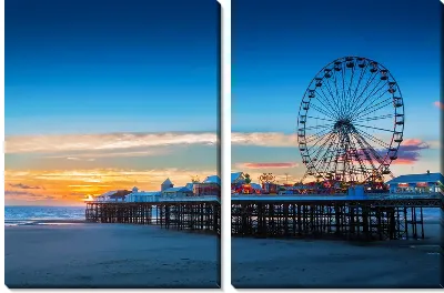 Пирс с колесом обозрения на закате