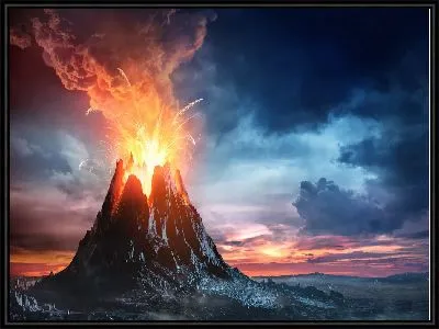 Картина Всплески лавы в вулкане