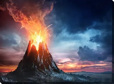 Постер Всплески лавы в вулкане