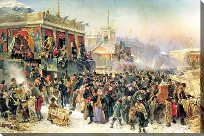 Народное гулянье во время Масленицы на Адмиралтейской площади в Петербурге