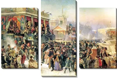 Народное гулянье во время Масленицы на Адмиралтейской площади в Петербурге