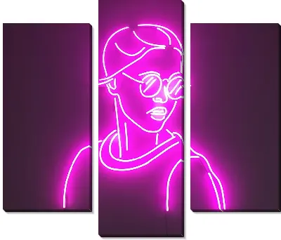 Модульная картина Неоновый силуэт мужской