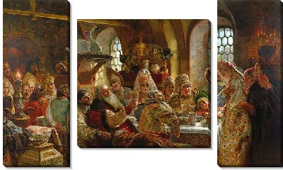 Картина Боярский свадебный пир в XVII веке