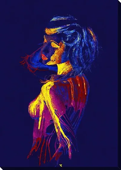 Картина маслом Девушка в неоновой краске