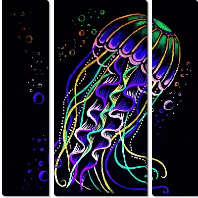 Модульная картина Неоновая медуза