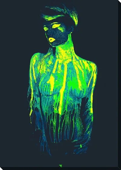 Картина маслом Девушка в зеленом неоне