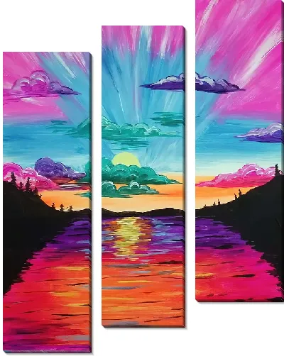 Модульная картина Неоновый пейзаж