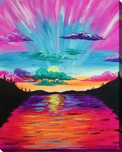 Картина маслом Неоновый пейзаж