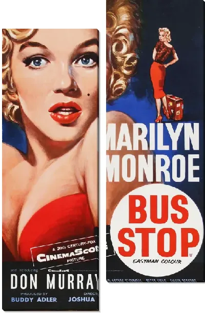 Модульная картина Киноафиша Автобусная остановка с Мэрилин Монро | Bus Stop with Marilyn Monroe