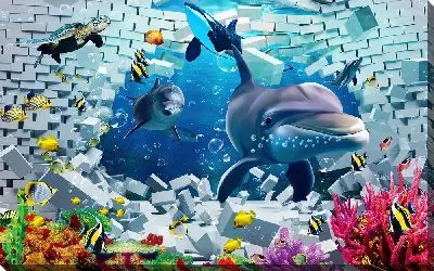 Картина маслом Морской 3D мир