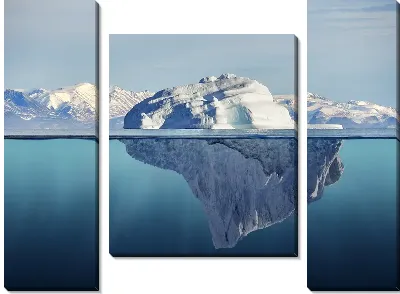 Айсберг - вид над водой и под водой