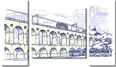 Модульная картина Акведук в городе