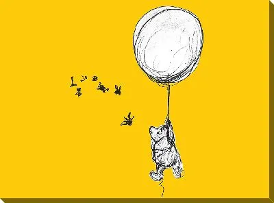 Винни Пух на воздушном шаре с пчелами