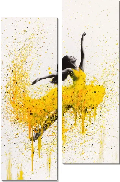 Модульная картина Полет танцовщицы в желтом