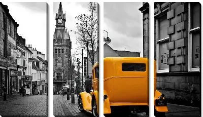 Модульная картина Желтые ретро автомобиль в Праге