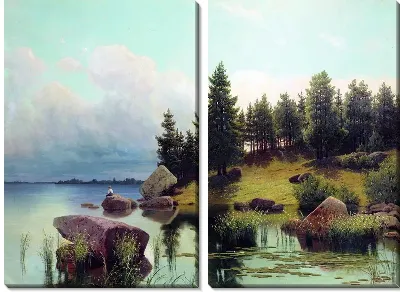 Картина У лесного озера (In Lake Forest)