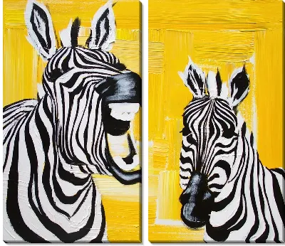 Модульная картина Ржущие зебры