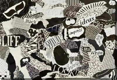 Постер Черно-белые вырезки из газет