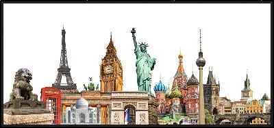 Картина Коллаж из достопримечательностей мира на белом фоне