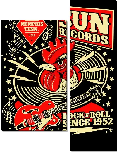 Модульная картина Sun Records - ROCKnROLL