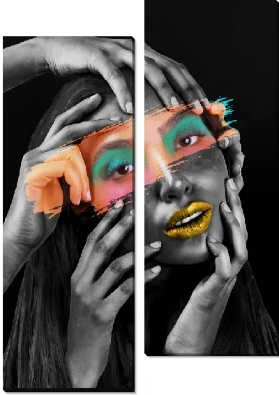 Модульная картина Девушка с золотыми губами