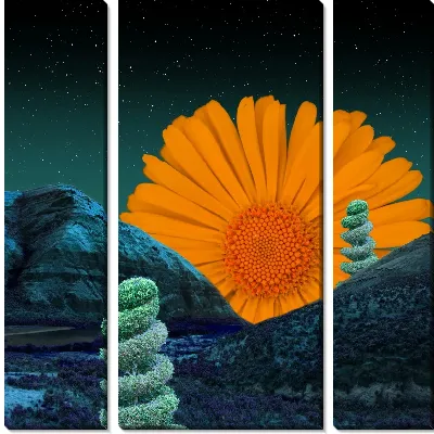 Модульная картина Оранжевая гербера за горами