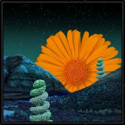 Картина Оранжевая гербера за горами