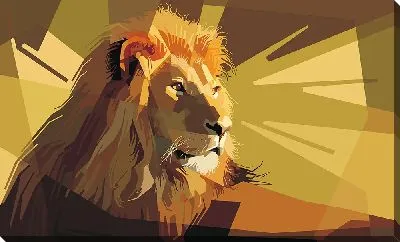 Картина маслом Лев в полигональном стиле