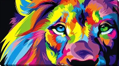 Картина маслом Лев в стиле яркого поп-арт