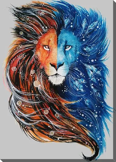 Картина маслом Лев огонь и лед