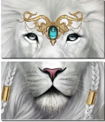 Модульная картина Белая львица