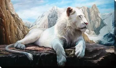 Картина маслом Белый лев