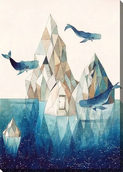 Постер Киты летают вокруг айсберга