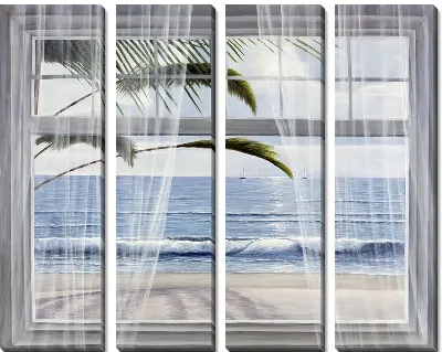 Модульная картина Окно на пляж