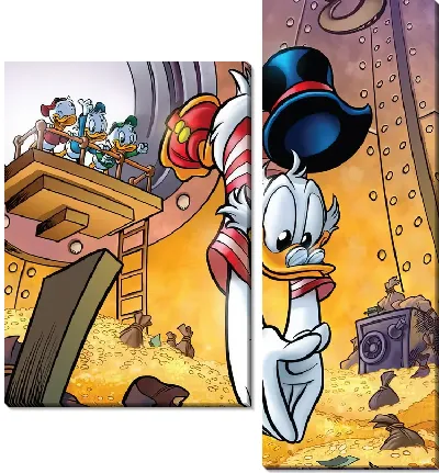 Модульная картина Скрудж ныряет в монеты