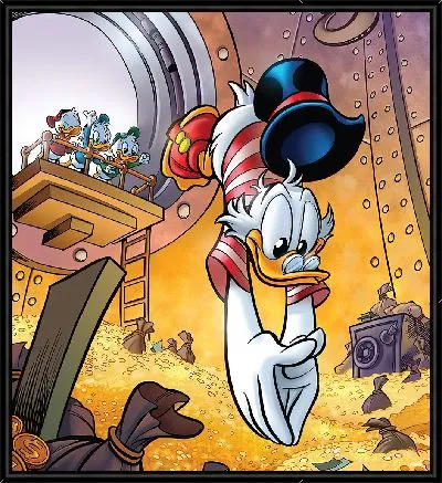 Картина Скрудж ныряет в монеты