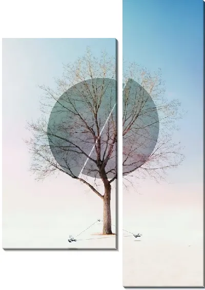Модульная картина Две половинки целого дерева