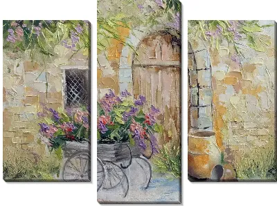 Модульная картина Уютный дворик с цветами